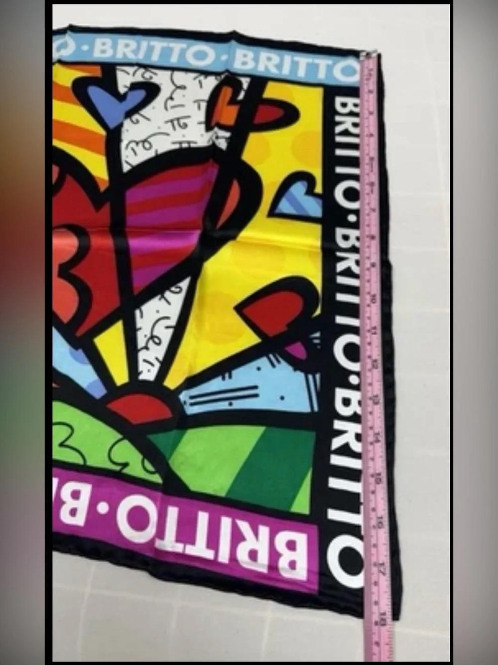 NWT Romero Britt Pop Art Silk Scarf Colorful Heart A New Day 18” x 18”